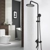 Washly 8" Black Rain Shower Faucet Set Round Jets Handheld