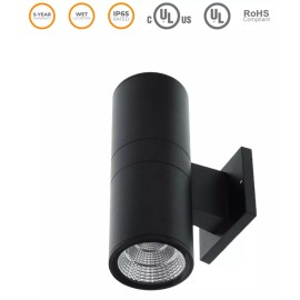 Candela Outdoor Decorative Round Wall Mount LED Light Fixture Black Aluminum