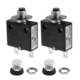 RKURCK 30 Amps Thermal Circuit Breaker, Thermal Overload Protector Push Button Manual Reset Circuit Breaker 32V DC 125/250V AC 30A 2 Pcs
