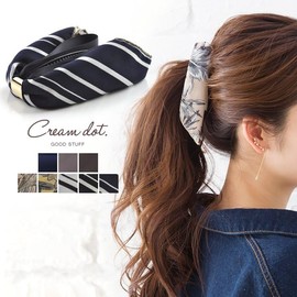 Cream dot. Women's Cream Dot Hair Accessory, Popular, Banana Clip, Firm, Ribbon, Stitching, Plain, Pattern, Striped, Easy, Hair Clip, Holds Securely [Type B Beige]