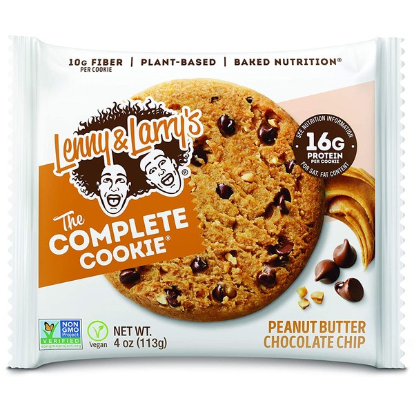 Lenny & Larry's The Complete Cookie, Peanut Butter Chocolate Chip, 4 Ounce Cookies - 12 Count, Soft Baked, Vegan and Non GMO Protein Cookies