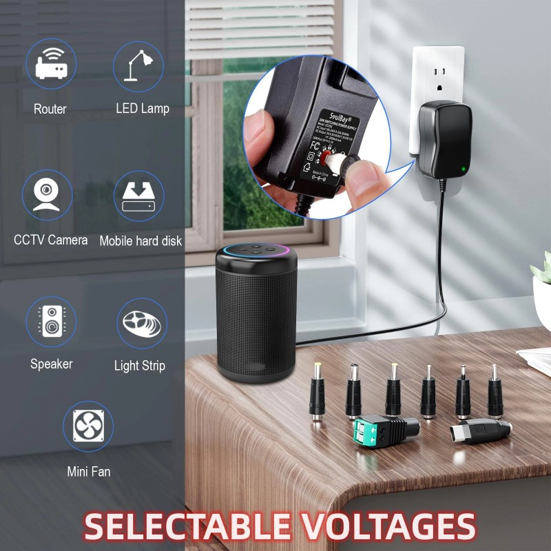 SoulBay 12V Power Supply Universal AC DC Adapter Charger with