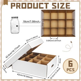 Menkxi 6 Pieces Regular or Wide Mouth Mason Jar Storage Box for Mason Jars Cardboard Canning Jar Storage Boxes with Handles and Dividers Stackable Mason Jar Storage Containers for Stacking (White)