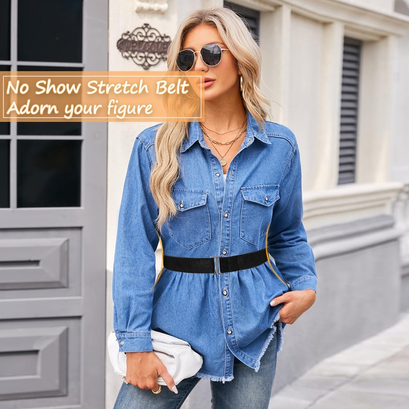 HAWOWZ 2Pcs No Show Stretch Belt for Women Invisible Elastic