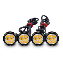 X-STYLE Eagle Eye LED Daylight 12V 0.9 inch (22 mm) Yellow Bull Eye Large Ball Total 12 Leds Yellow Bolt Type Waterproof High Brightness Recessed Spotlight 4 Pcs (Yellow)