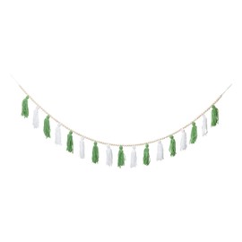 Green White Tassel Garland St Patrick's Farmhouse Neutral Bunting Banner Wall Hanging Nursery Decor for Classroom Party Kids Bedroom Dorm Office Birthday Baby Shower Decor