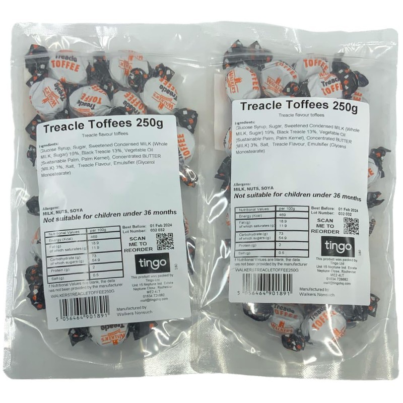 WALKERS NONSUCH TOFFEE Walker's Nonsuch Treacle Toffees Dabs 500g