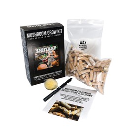 North Spore Shiitake Mushroom Outdoor Log Grow Kit | Includes (100) Plugs, Wax w/ Applicator, and Drill Bit | Complete Instructions Included | Made in Maine, USA | Grow Mushrooms on Logs