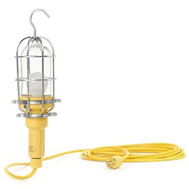 Woodhead 1203I Watertite Handlamp, Wet Location, Incandescent Bulb, Insulated Guard, #8 Gauge Zinc-Plated Steel Guard Material, Tempered Glass Globe Material, 100W Max Lamp Wattage
