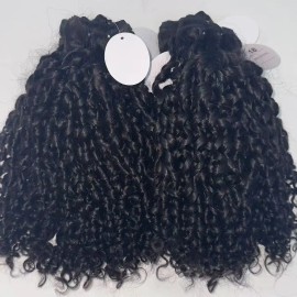 Pixie Curly Human Hair Bundle With Closure Natural Black Color 100% Vietnamese Human Hair Fast Shippingstyle: Body Wave, color: Black, Stretched Length: 24"