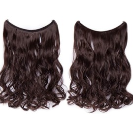 SEGO Hairpiece Hair Extensions One Weft with Invisible Wire Hair Synthetic Secret Hair Thickening Wavy Wavy Dark Brown Mix Dark Golden Brown 2 50 cm