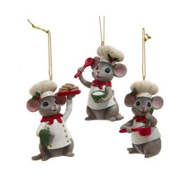 Kurt Adler Culinary Mouse Chef Baking Trio Christmas Ornaments Set of 3