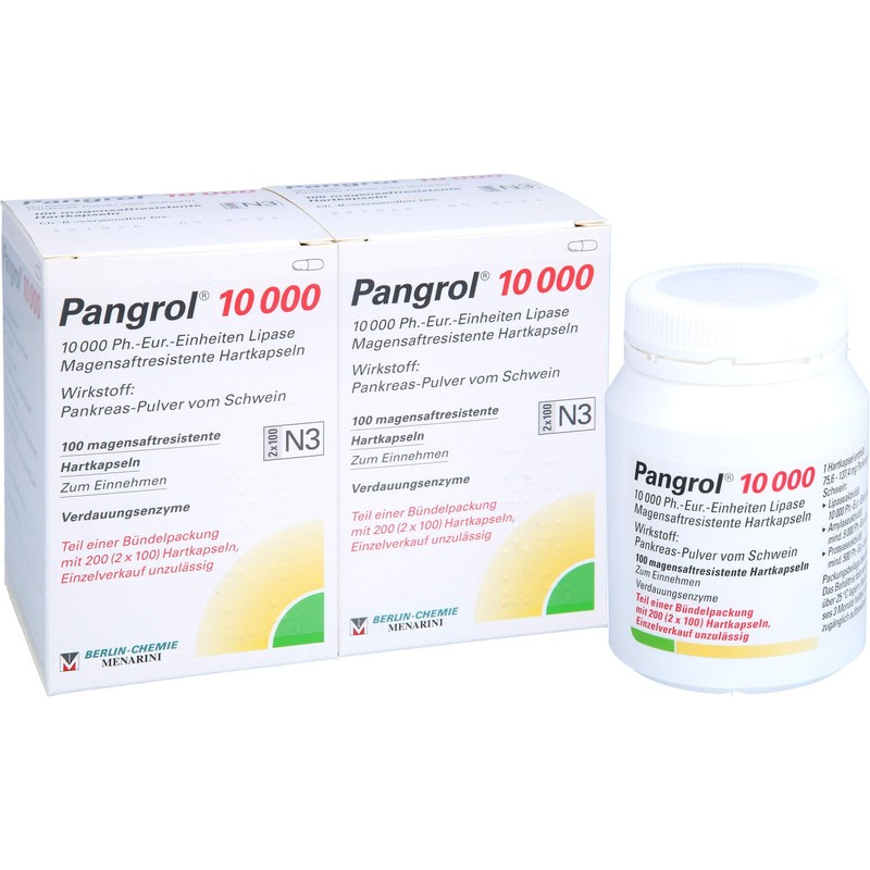 PANGROL 10,000 Hard Cps.with Gastric Juice Coating Pell Pack of