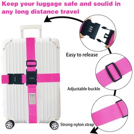 Luggage Straps, Heavy Duty Adjustable Travel Suitcase Belts Carry Bag for Connecting Your Luggage, Non Slip Travel Luggage Straps with Suitcase Tags for Trip, Outdoor Activities 4 Pack Solid Color