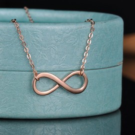 Yumilok Jewelry 925 Sterling Silver Rose Gold Plated Minimalist Infinite love Pendant Necklace for Women/Girls