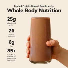 Ka’Chava Whole Body Meal Shake Chocolate – Vegan Protein Powder with 85+ superfoods and ingredients – Plant-Based Meal Replacement with Probiotics & D