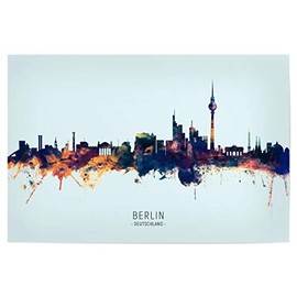 artboxONE Poster 30 x 20 cm Cities Berlin Germany Skyline BlueOrange Picture Berlin City Cityscape