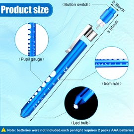 Penlight for Nurse Pen Light LED Reusable Pen Light with Pupil Gauge Nurses Pin Light for Torch Medical Students Doctors Daily Use with Pocket Clip Nurse Gifts(6 Pieces,Elegant Colors)