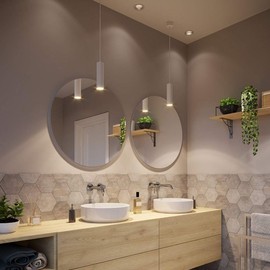 CGC Lighting White Cylinder Tube Slim Short Small Pendant Suspended Ceiling Light Adjustable Modern Dining Room Kitchen Lounge Hallway Bedroom