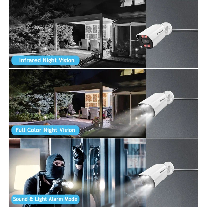 Jennov 4K 8MP POE Security IP66 Camera Outdoor Color Night
