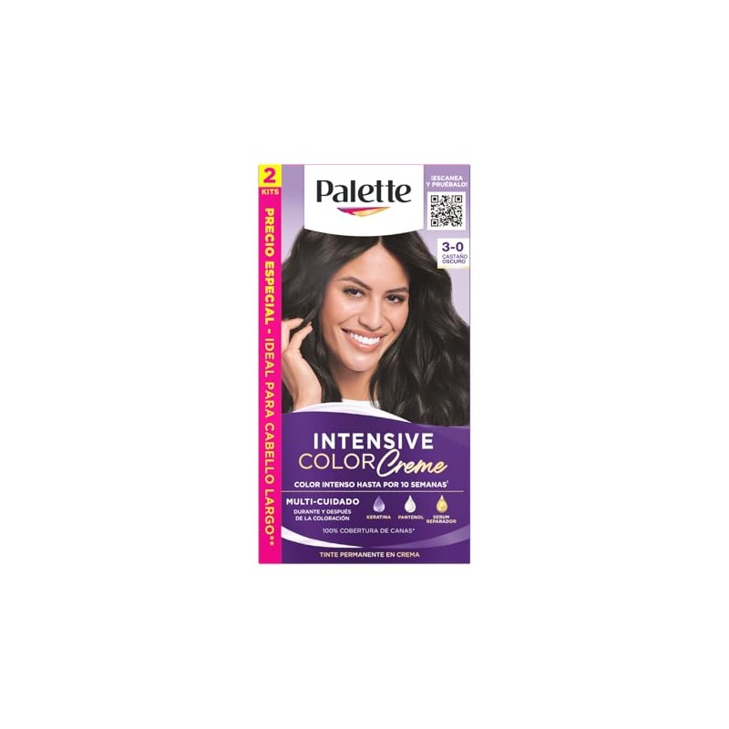 Palette Tinte para cabello Color Creme 3-0 Castaño Oscuro, 2