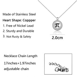 BNQL Pi Symbol Necklace Math Pi Gifts Math Teacher Gifts for Math Lovers Nerds Pi Charm Necklace Jewelry Pi Gifts for Math Student (Pi Necklace)