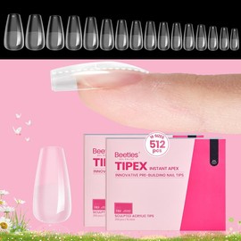 Beetles Tipex Instant Apex Nail Extension Tips Kit Almond/Coffin/Square/Oval/Stiletto/Squaoval Shape Thick Acrylic Nail Flat Nails Manicure Gel press ons Nail Art DIY Nails Art mothersdaygift:_Long Square 16Sizes 224Pcs(Kit)