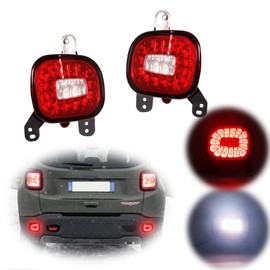 GTINTHEBOX Reflectores De Parachoques Trasero Led, Luces Traseras Antiniebla Con Luces De Marcha Atrás Blancas, Kit De Actualización Compatible Con Jeep Renegade 2015-2022