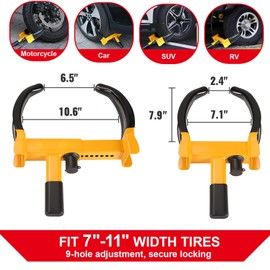 Happybuy Tire Clamp, 2 Set Universal Wheel Clamp, Flexible Anti-Theft Lock for Trailers, Durable Steel Construction for Various Vehicles, 6 Keys Included