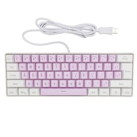 Gaming Keyboard USB 61 Keys Ergonomic Contrast Color 6 RGB Backlit Modes Wired Keyboard for Desktop Laptop White Purple