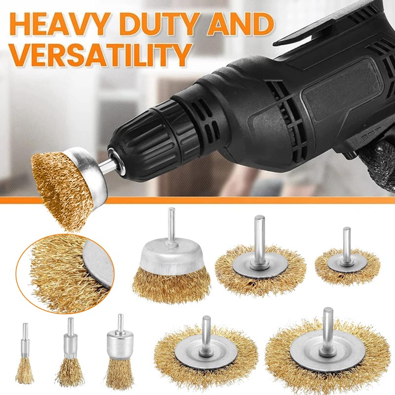 Oneroomone 8-Piece Wire Brush Drill, Wire Brush, Cordless Screwdriver, Cup