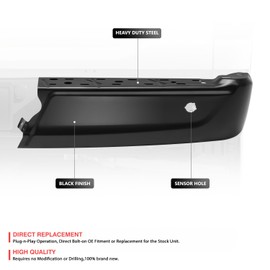 DNA MOTORING Rear Bumper End Cap Compatible with FORD F150 2021-2024, Fits Models With Sensor Without Active Park, FO1102397, Passenger Side, Black, BUMP-R-F15021-C-02-BK-R