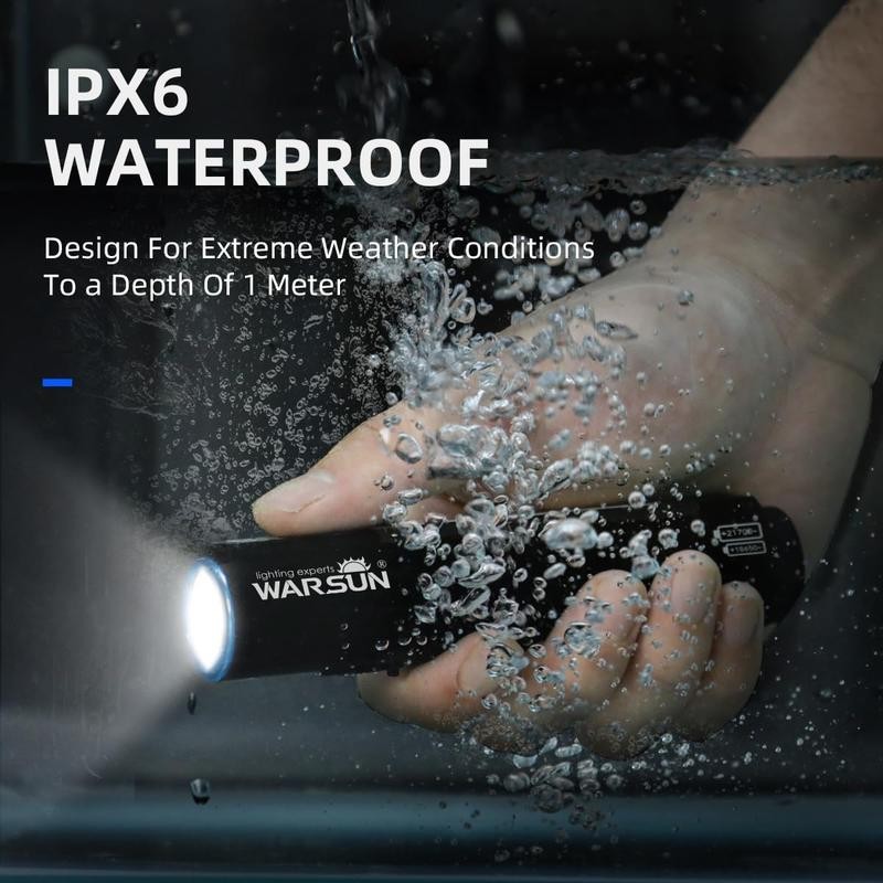 Warsun Rechargeable Flashlight High Lumens 8 Lighting Modes Portable Waterproof