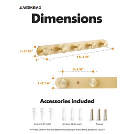 JIASENBAO 1 Pack Coat Rack Wall Mounted Gold Brass Towel Hooks for Bathrooms Wall Hooks for Hanging Robe Coat Hooks Kitchen Decorative Heavy Duty Zinc Alloy
