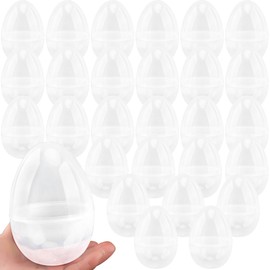 Octaday 28 Pcs 6 Inch Jumbo Plastic Easter Eggs Large Empty Transparent White Easter Eggs Clear Fillable Easter Eggs Bulk for Easter Eggs hunt Party Supplies