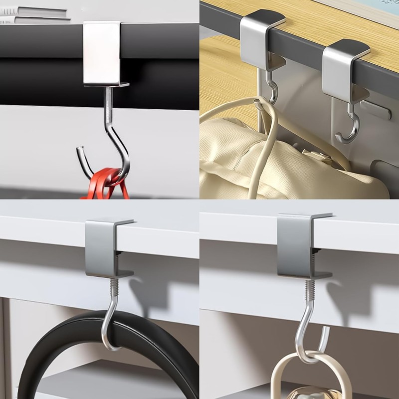 DYOUen 4pcs Desk Hook Bag Holder Adjustable Clip Purse Hanger