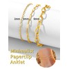 14K Gold Layered Anklet Set 2Pcs, Paperclip Link Chain Bracelets,