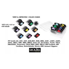 ANDIS STAINLESS STEEL GUIDE ATTACHMENT 8 COMB SET*FIT Wahl KM5 KM10 KM2 Clipper