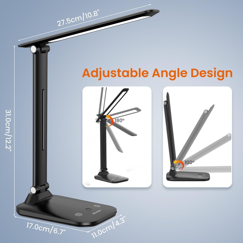Dimmable LED Desk Lamp, BICKON Table Lamp, 5 Lighting Colour