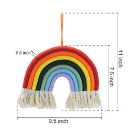Andiker Rainbow Macrame Wall Ornaments, 7 Threads Colorful with Woven Tassel Wall Hanging Decoration Handmade Rainbow Ornaments for Apartment Dormitory Baby Room Apartment Gallery (Rainbow)