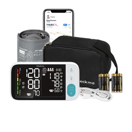 CheckMe Blutdruckmessgerät Oberarm Bluetooth, auch für Schwangere & Diabetiker,Digital Oberarm-Blutdruckmessgeräte Arrhythmie-Erkennung&Pulsmessung,App für iOS/Android,Manschette 22-45cm