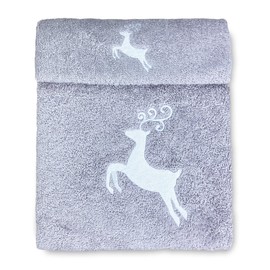 Tex family Towel Set Deer Grey Pure Cotton Made in Italy