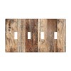 Brown Rustic Wood Plank Board Decorative 4 Gang Quad Toggle