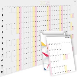 PACKLIST® Year Planner 2025 Wall - Large Poster Calendar DIN A1 84 x 60 cm - For Optimised Family Organisation, Study and Work