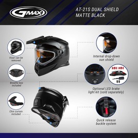 GMAX AT-21S Solid Full-Face Helmet, DOT Approved for Adults and Youth (Matte Black, 2X)