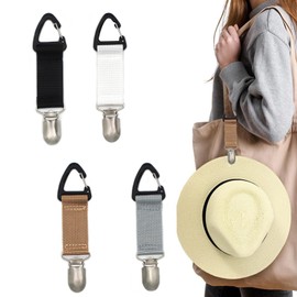 DHWEKU Pack of 4 Hat Clip for Travel, Elastic Hat Holder Clip, Hands-Free Hat Clip for Travel, Hat Clip for Women, Men, Elastic Hat Clips for Outdoor Handbag, Travel Bag, Backpack, multicoloured