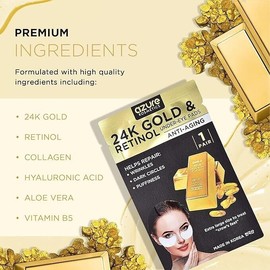 AZURE 24K Gold & Retinol Anti Aging Under Eye Patches - 5 Pairs