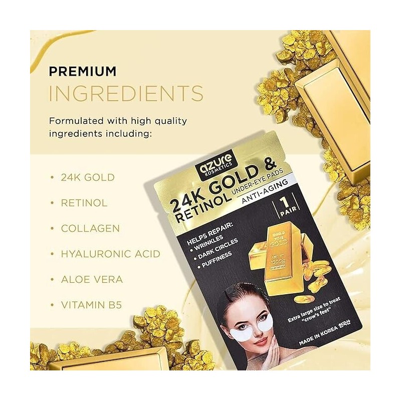 AZURE 24K Gold & Retinol Anti Aging Under Eye Patches