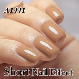 Double Rhythm 15ML Gel Polish Jelly Sheer Pastel Light Milky Color 1 PC 0.53 OZ Bottle UV Nail Polish Art Salon at Home for Women (Deep Nude-B-A1441)