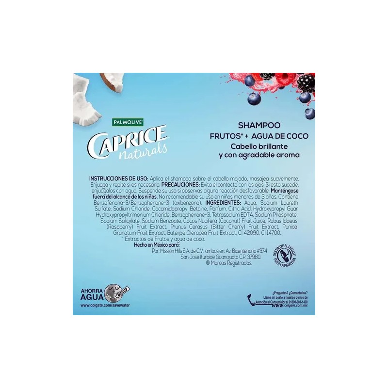 Shampoo Caprice Naturals Frutos Y Agua De Coco De 760
